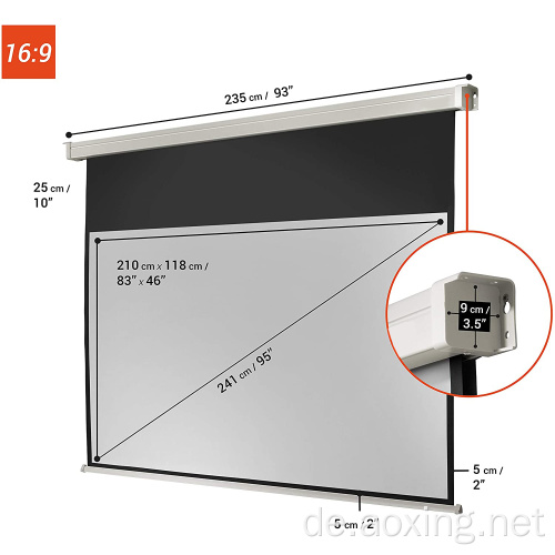 220x124 cm Elektrische motorisierte Wandmontage -Projektionsbildschirm